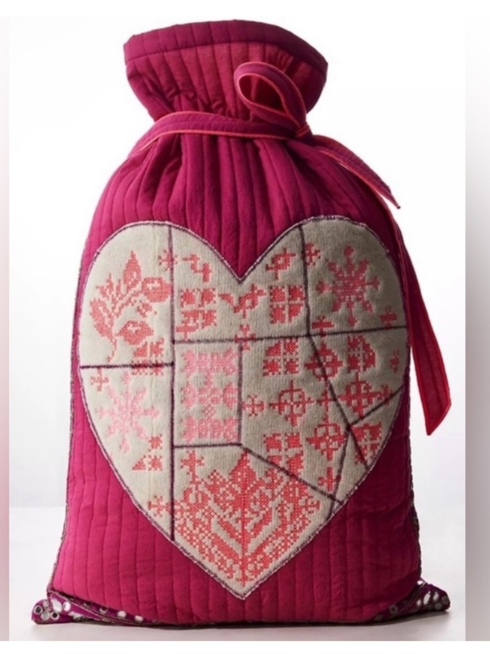 Free People FP One Perfect Present Gift Sack featuring a quilted pink heart
